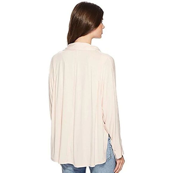 Free People Can't Fool Me Oversized Tee Womens Small Pink Peach Soft Rayon Top - Picture 2 of 9
